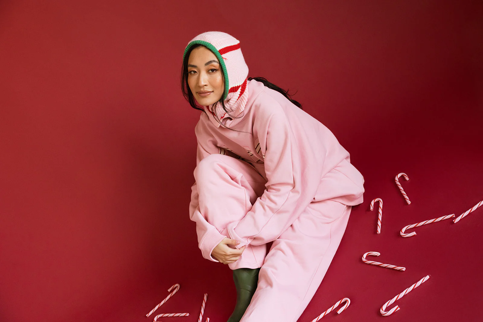 Fancy Oversized Fleece PocketCloud Striped Mockneck - Gumdrop - Image 21