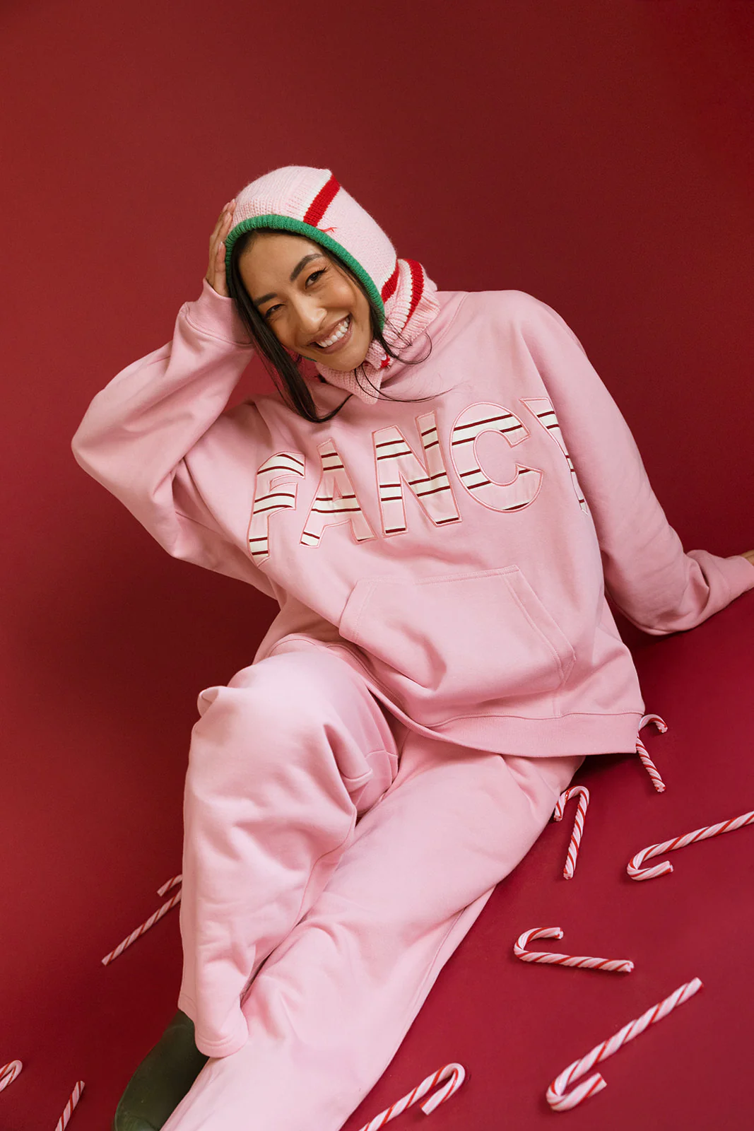 Fancy Oversized Fleece PocketCloud Striped Mockneck - Gumdrop - Image 22