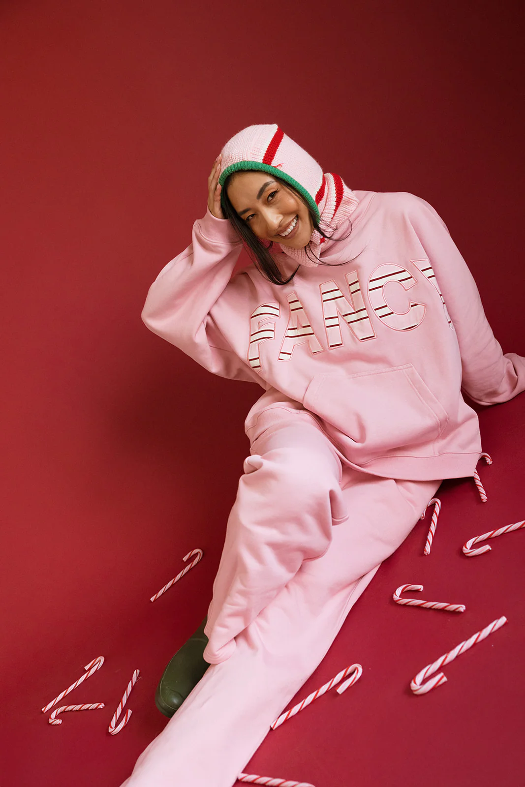 Fancy Oversized Fleece PocketCloud Striped Mockneck - Gumdrop - Image 23