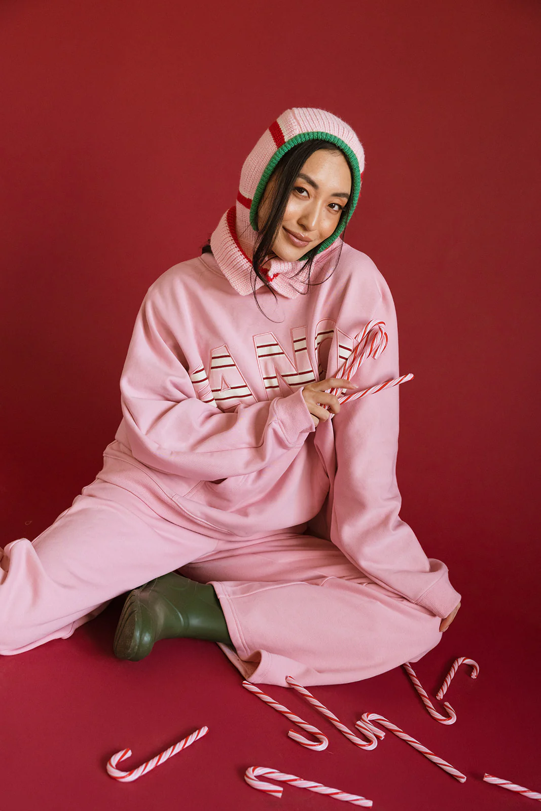 Fancy Oversized Fleece PocketCloud Striped Mockneck - Gumdrop - Image 24