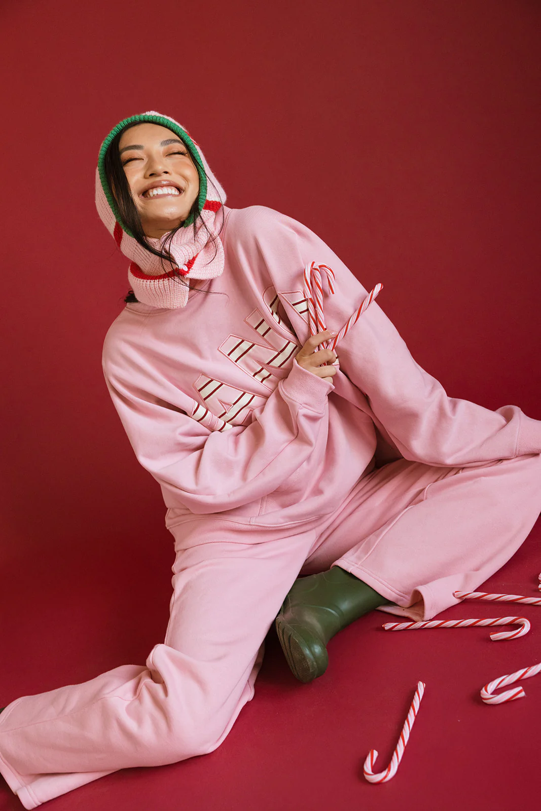 Fancy Oversized Fleece PocketCloud Striped Mockneck - Gumdrop - Image 25