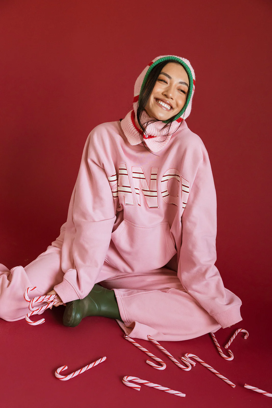 Fancy Oversized Fleece PocketCloud Striped Mockneck - Gumdrop - Image 27