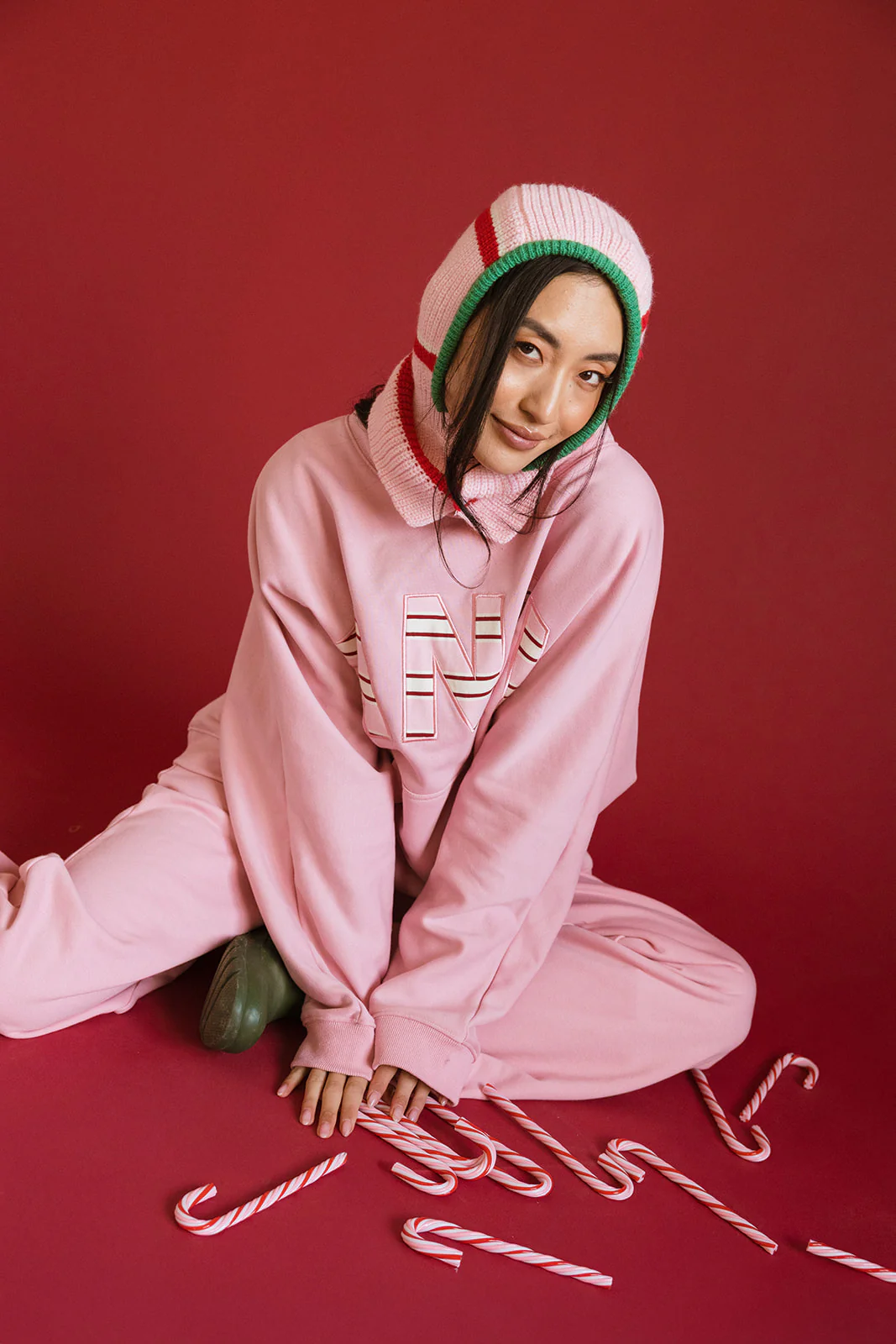 Fancy Oversized Fleece PocketCloud Striped Mockneck - Gumdrop - Image 28