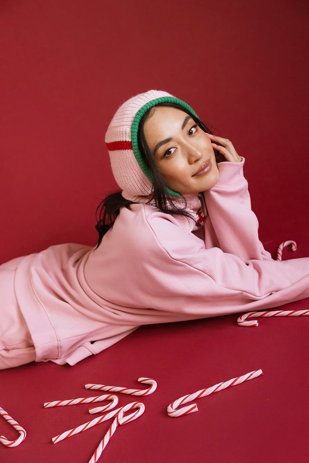 Fancy Oversized Fleece PocketCloud Striped Mockneck - Gumdrop - Image 29