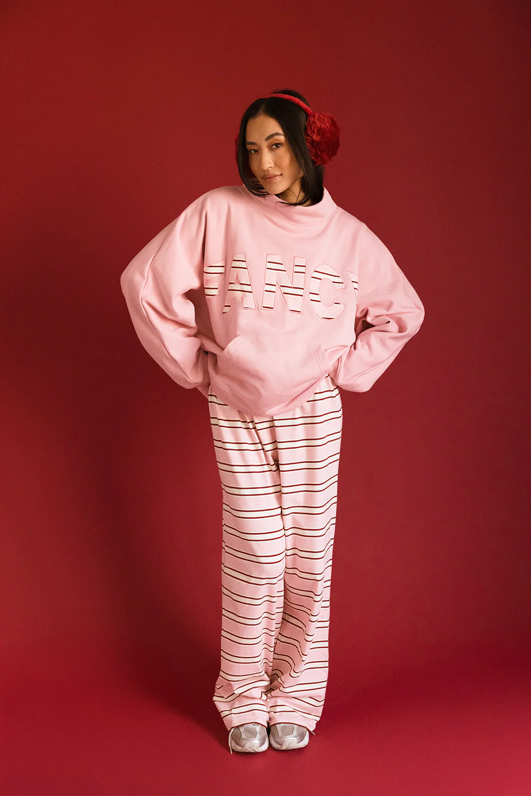 Fancy Oversized Fleece PocketCloud Striped Mockneck - Gumdrop - Image 34