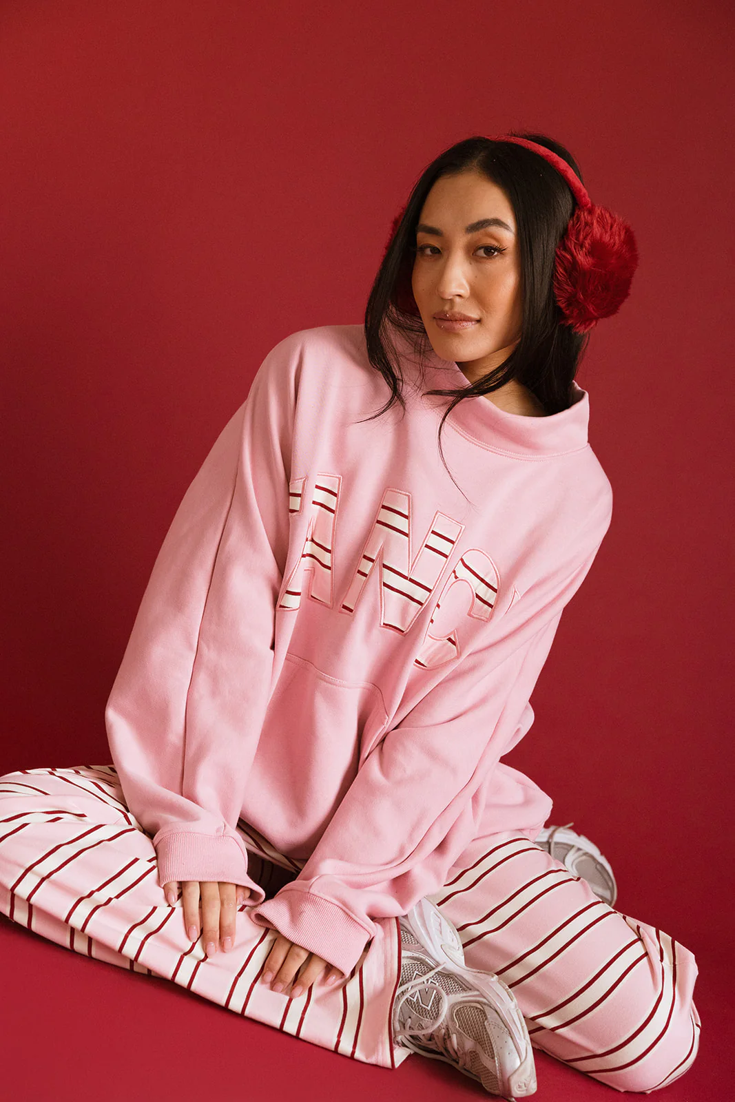 Fancy Oversized Fleece PocketCloud Striped Mockneck - Gumdrop - Image 36