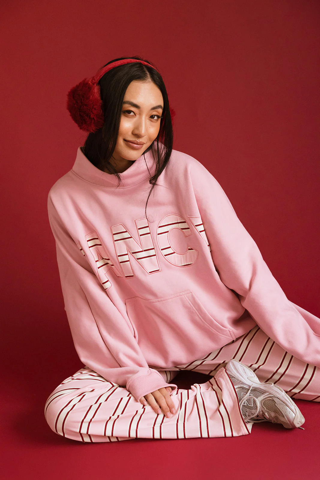 Fancy Oversized Fleece PocketCloud Striped Mockneck - Gumdrop - Image 38