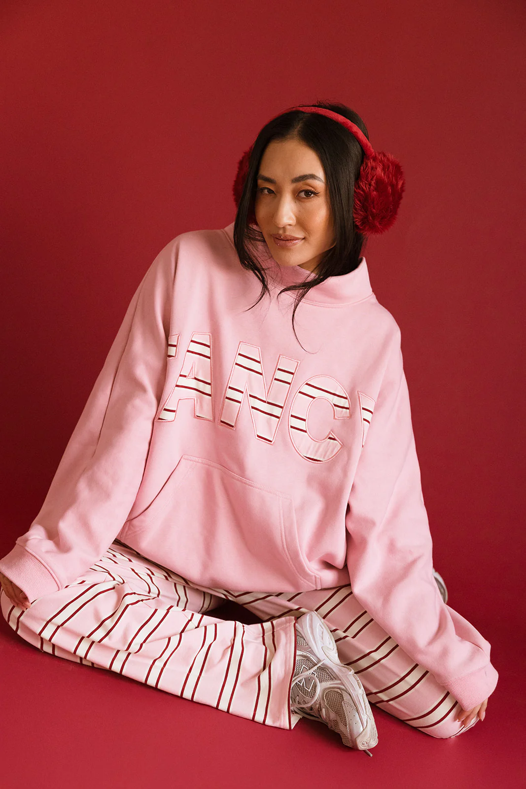 Fancy Oversized Fleece PocketCloud Striped Mockneck - Gumdrop - Image 39