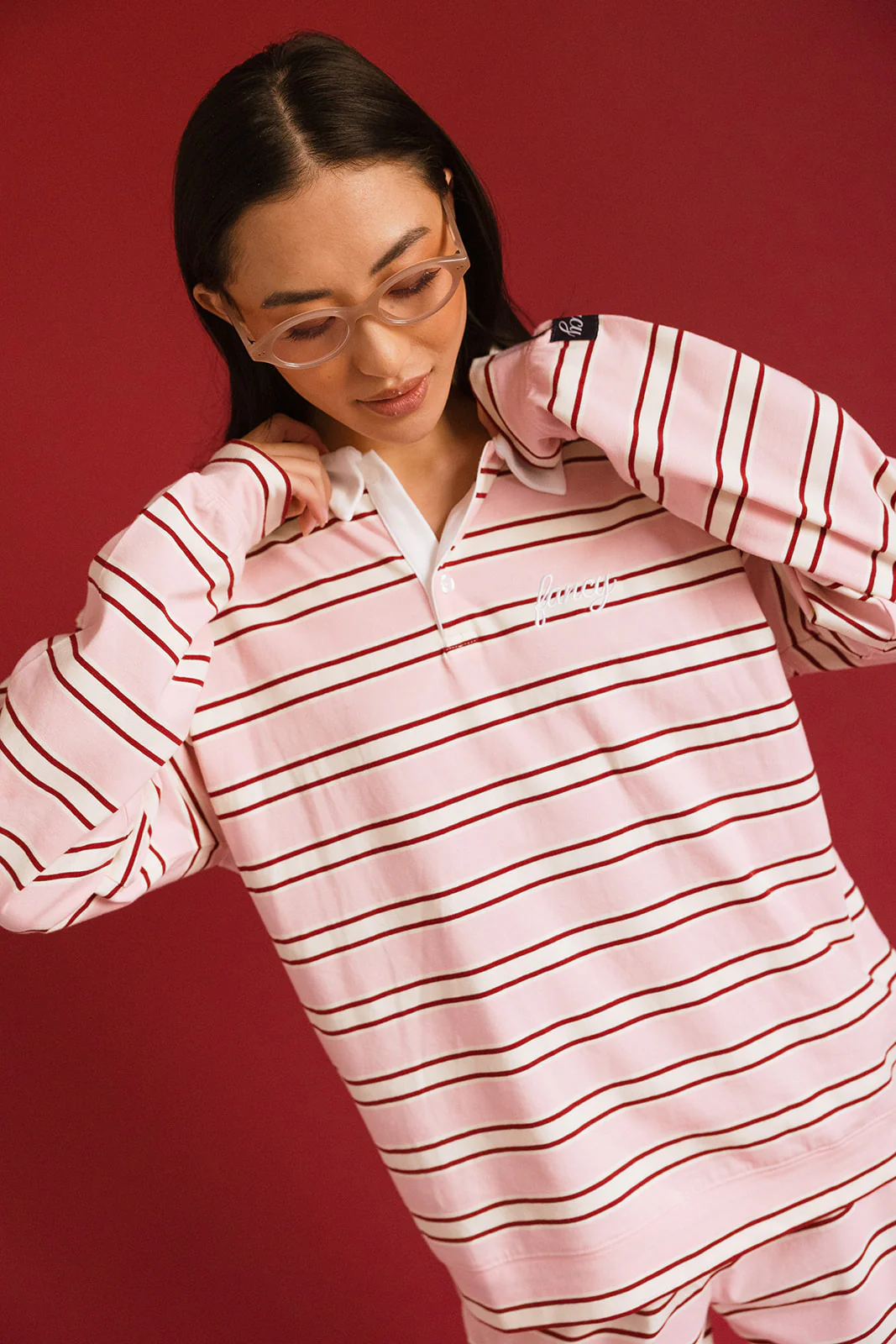 Fancy Striped Button-Collar Top - Candy Cane Stripes - Image 13