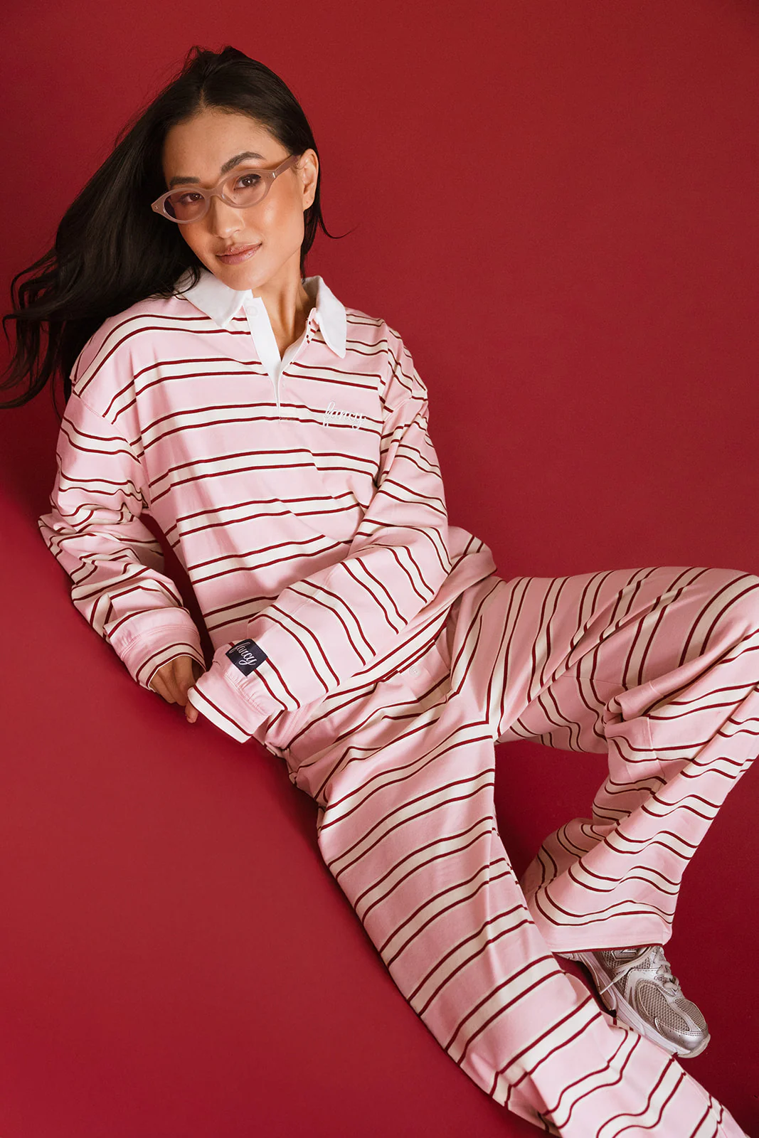 Fancy Striped Button-Collar Top - Candy Cane Stripes - Image 3