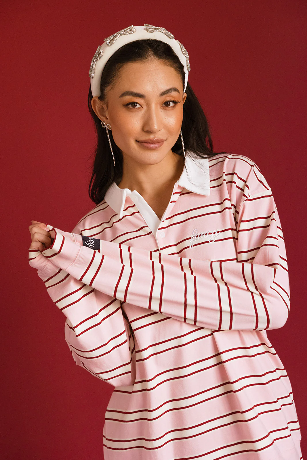 Fancy Striped Button-Collar Top - Candy Cane Stripes - Image 6