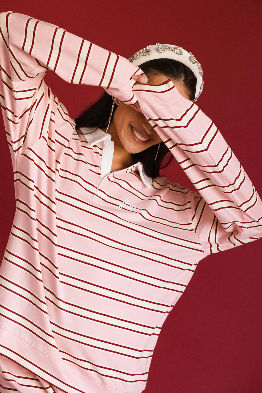 Fancy Striped Button-Collar Top - Candy Cane Stripes - Image 7