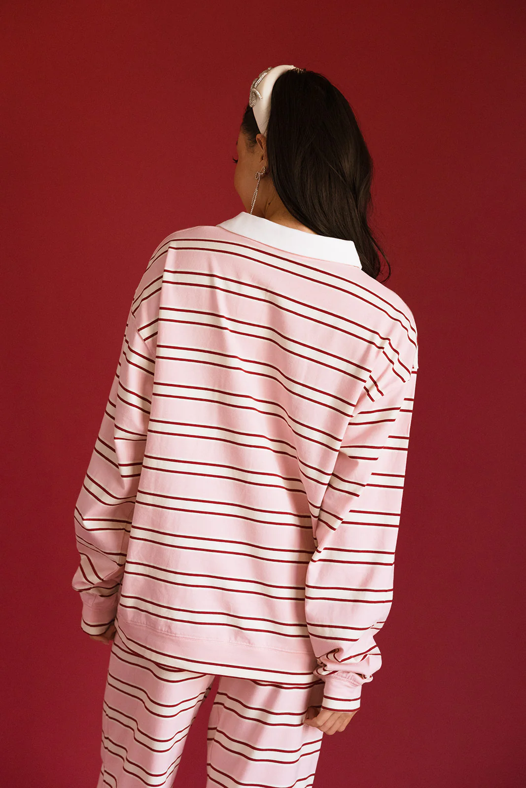 Fancy Striped Button-Collar Top - Candy Cane Stripes - Image 8