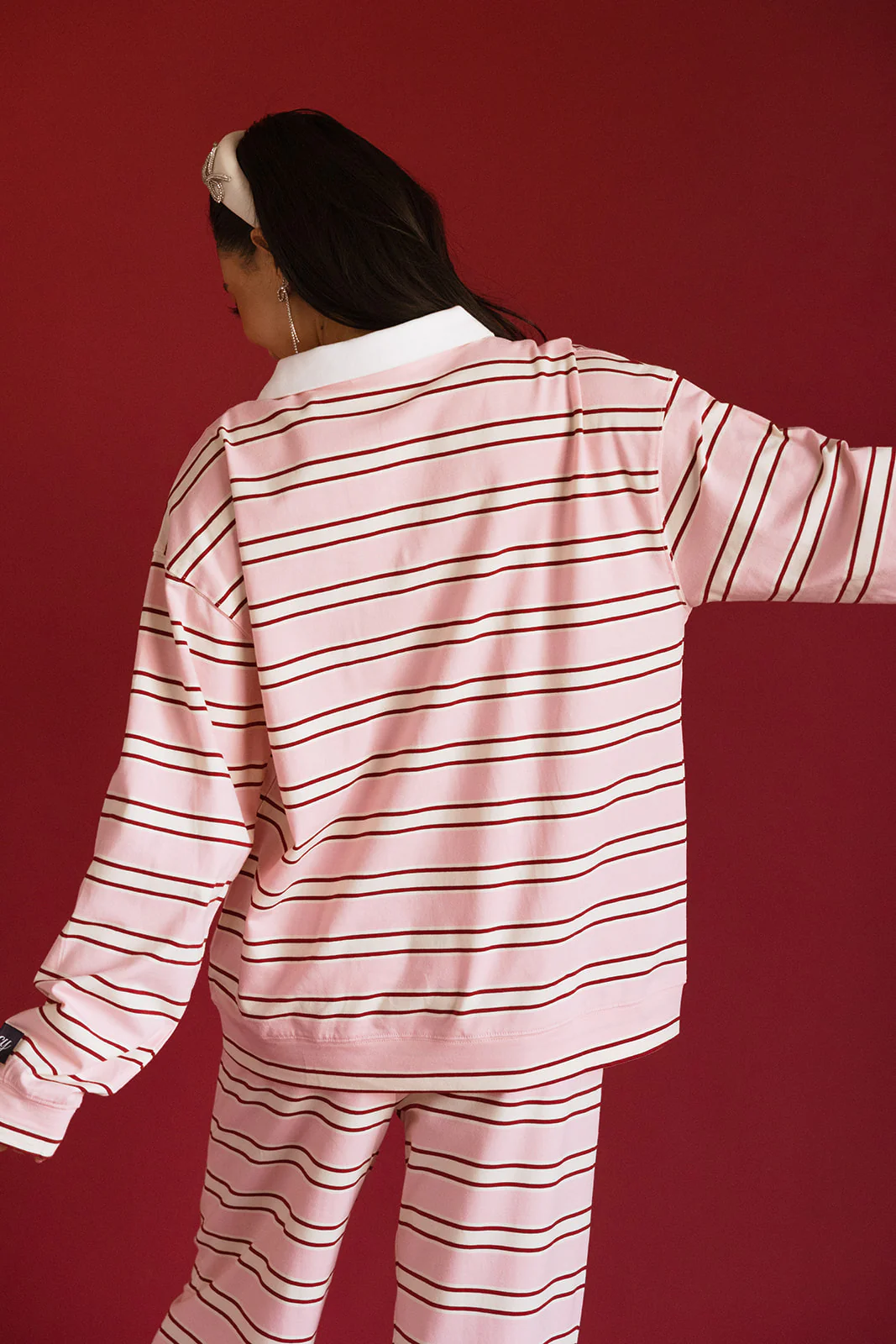 Fancy Striped Button-Collar Top - Candy Cane Stripes - Image 9