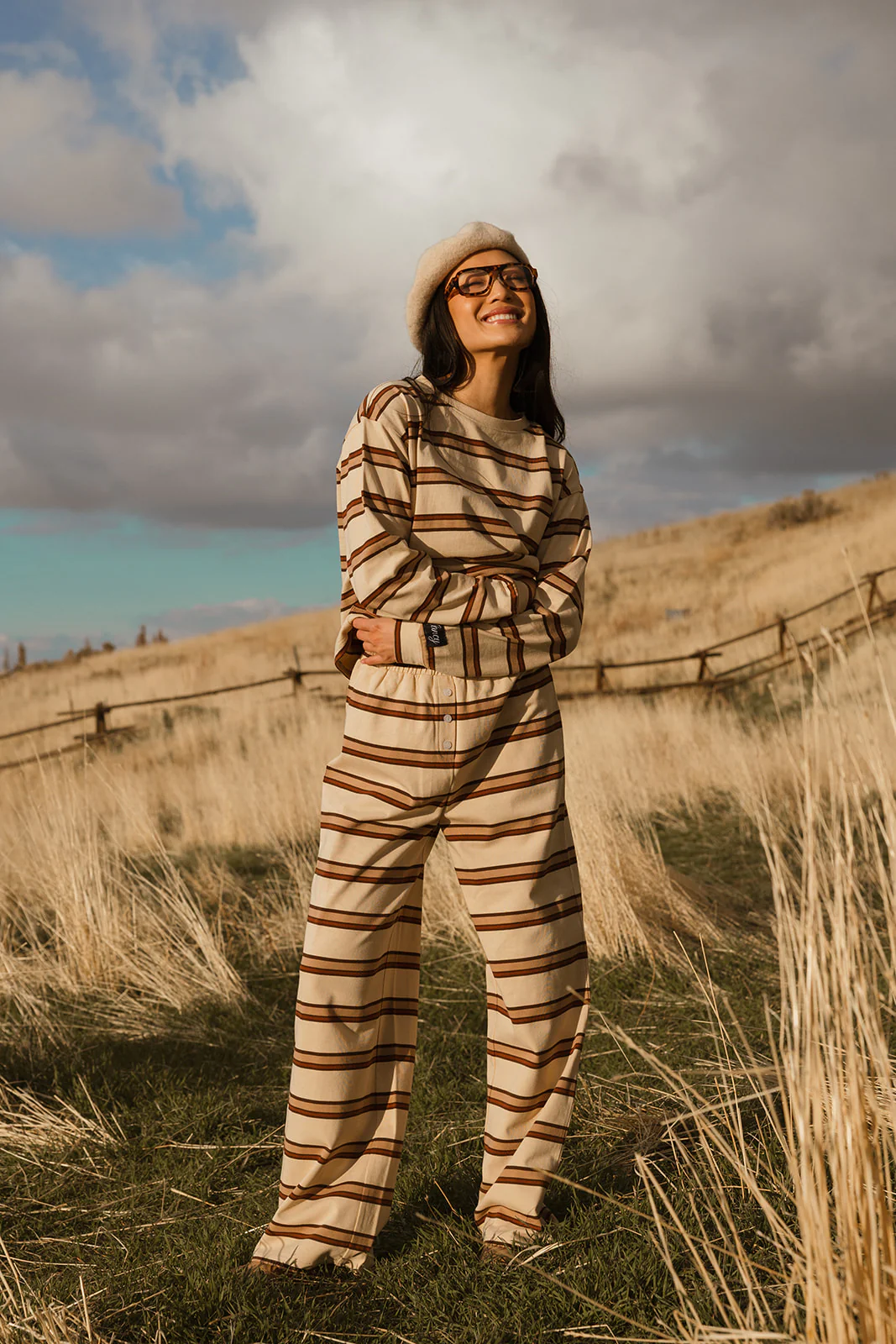 Fancy Striped Button Pants- Desert Sand Brown - Image 16