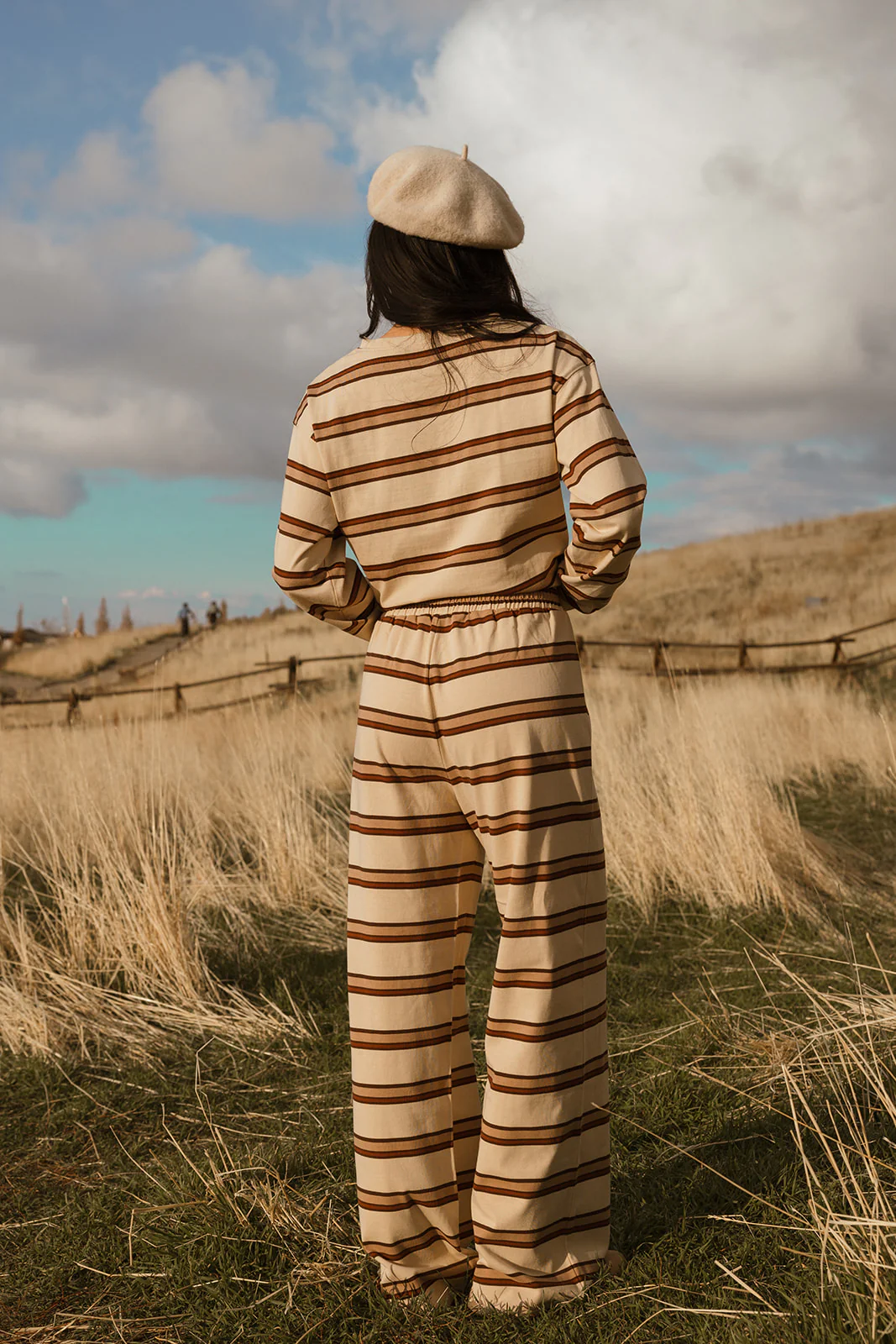 Fancy Striped Button Pants- Desert Sand Brown - Image 20