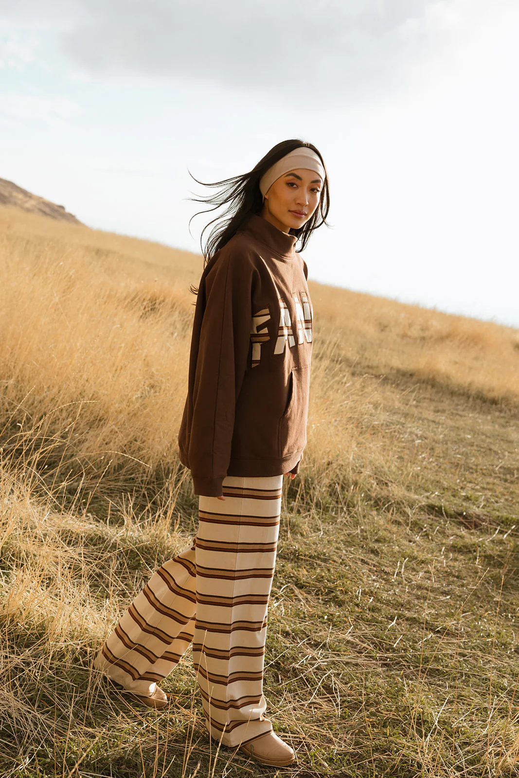 Fancy Striped Button Pants- Desert Sand Brown - Image 23