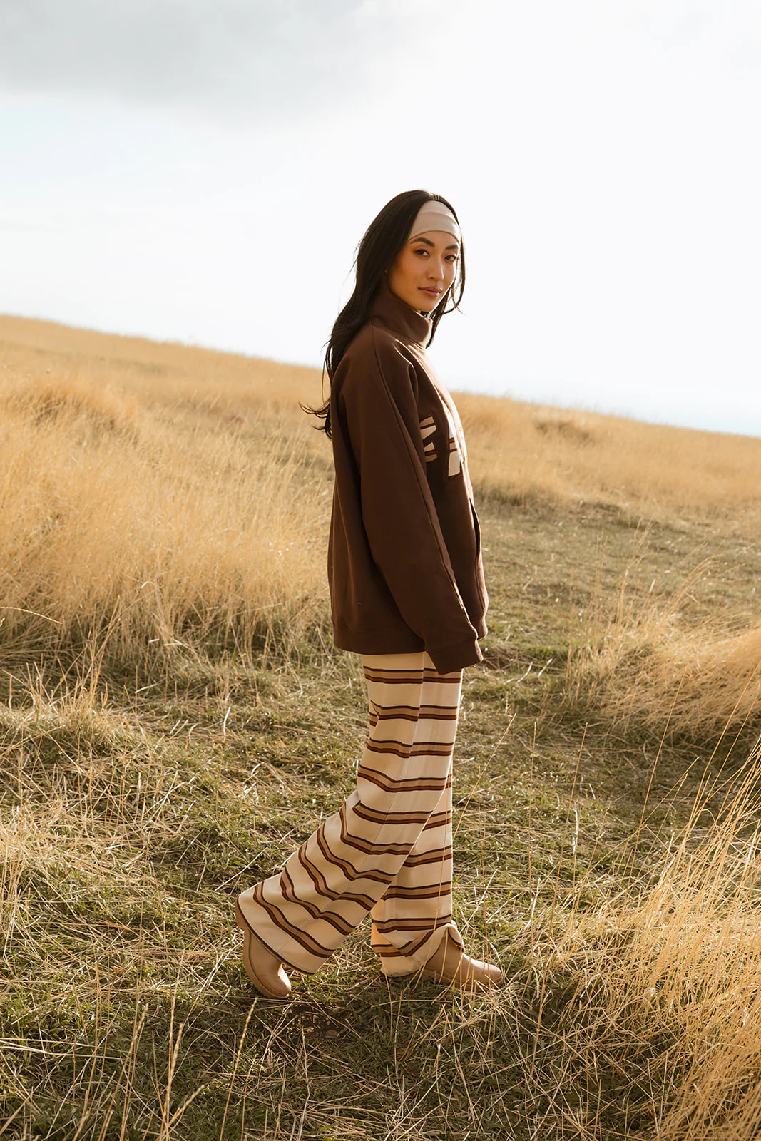 Fancy Striped Button Pants- Desert Sand Brown - Image 24