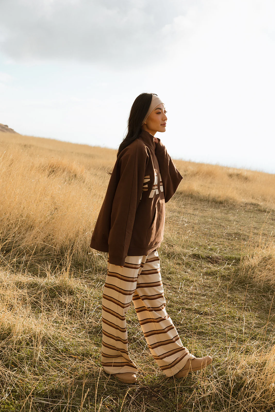 Fancy Striped Button Pants- Desert Sand Brown - Image 25