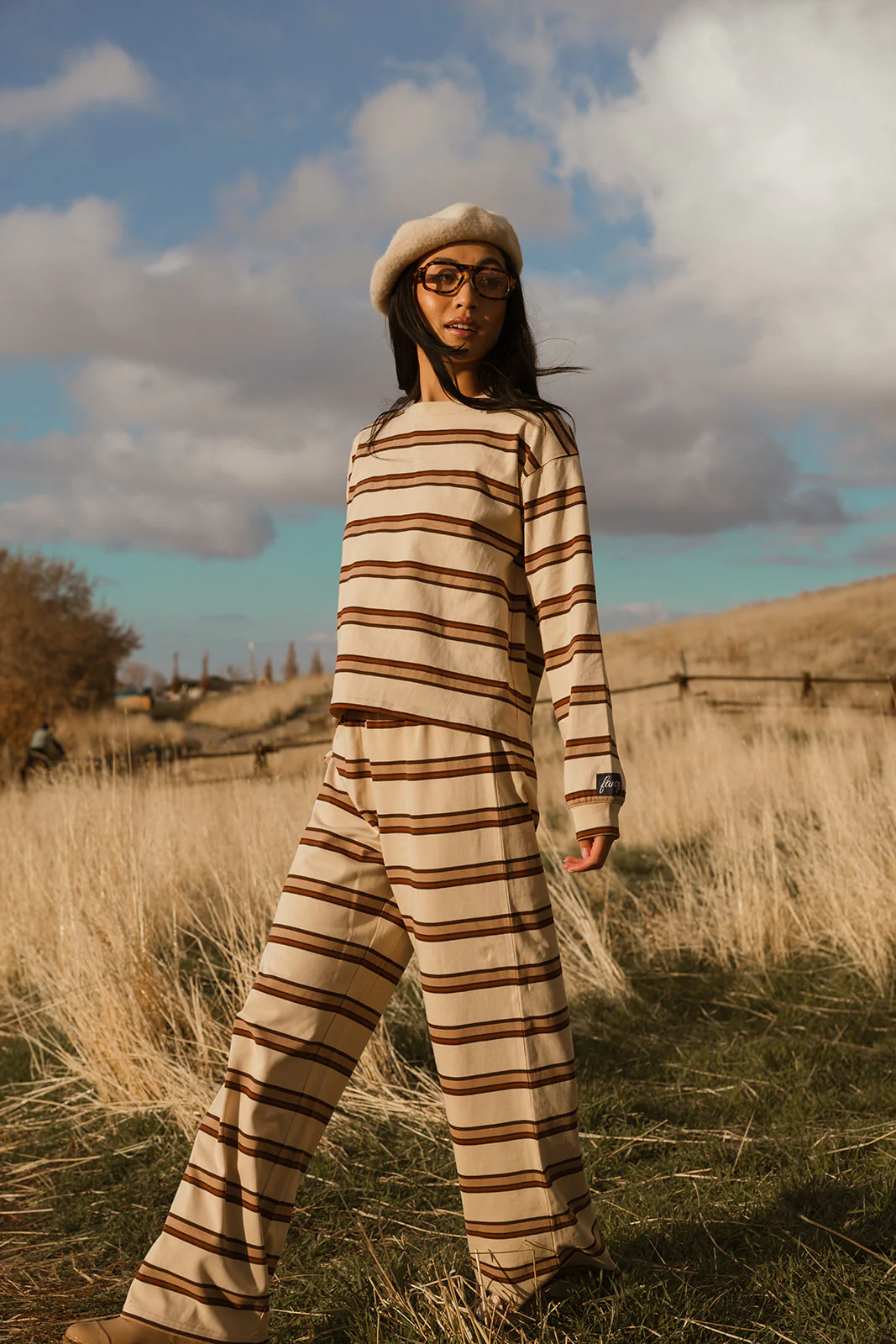 Fancy Striped Button Pants- Desert Sand Brown - Image 3