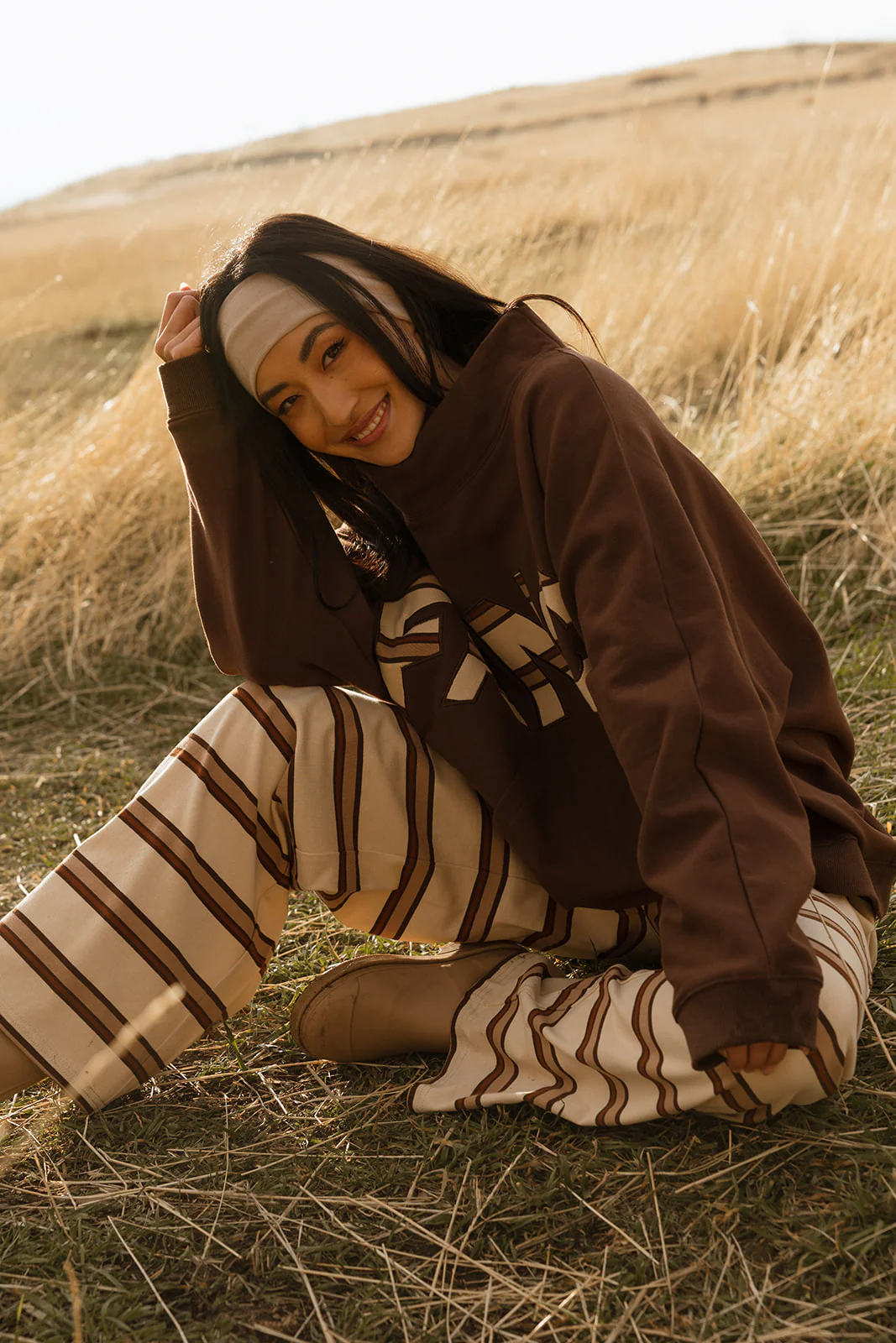 Fancy Striped Button Pants- Desert Sand Brown - Image 30