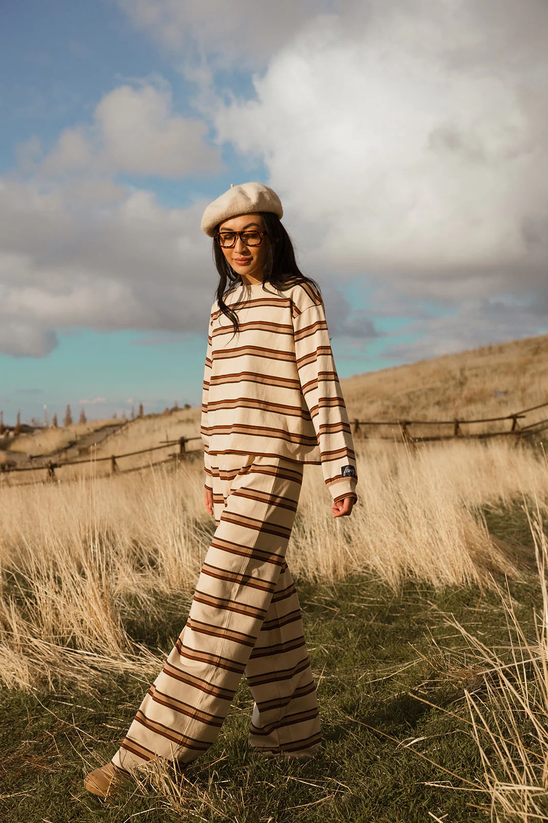 Fancy Striped Button Pants- Desert Sand Brown - Image 4