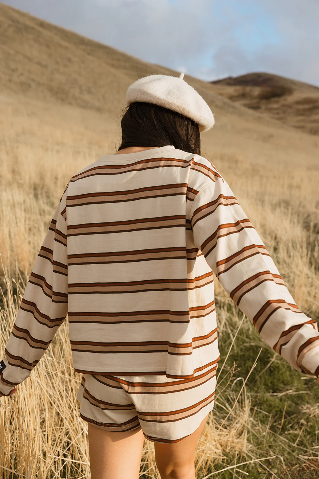 Fancy Striped Long Sleeve Top - Desert Sand Brown - Image 13