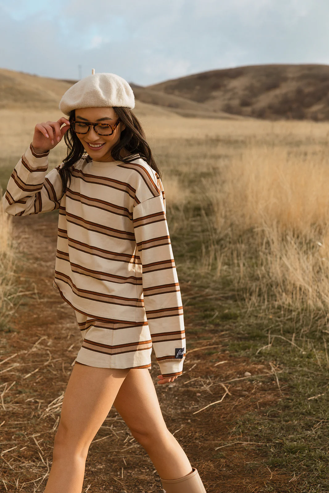 Fancy Striped Long Sleeve Top - Desert Sand Brown - Image 22