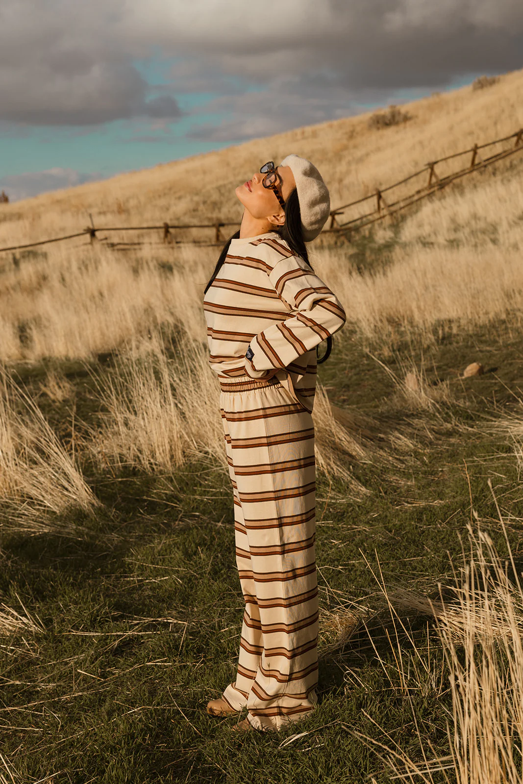 Fancy Striped Long Sleeve Top - Desert Sand Brown - Image 36