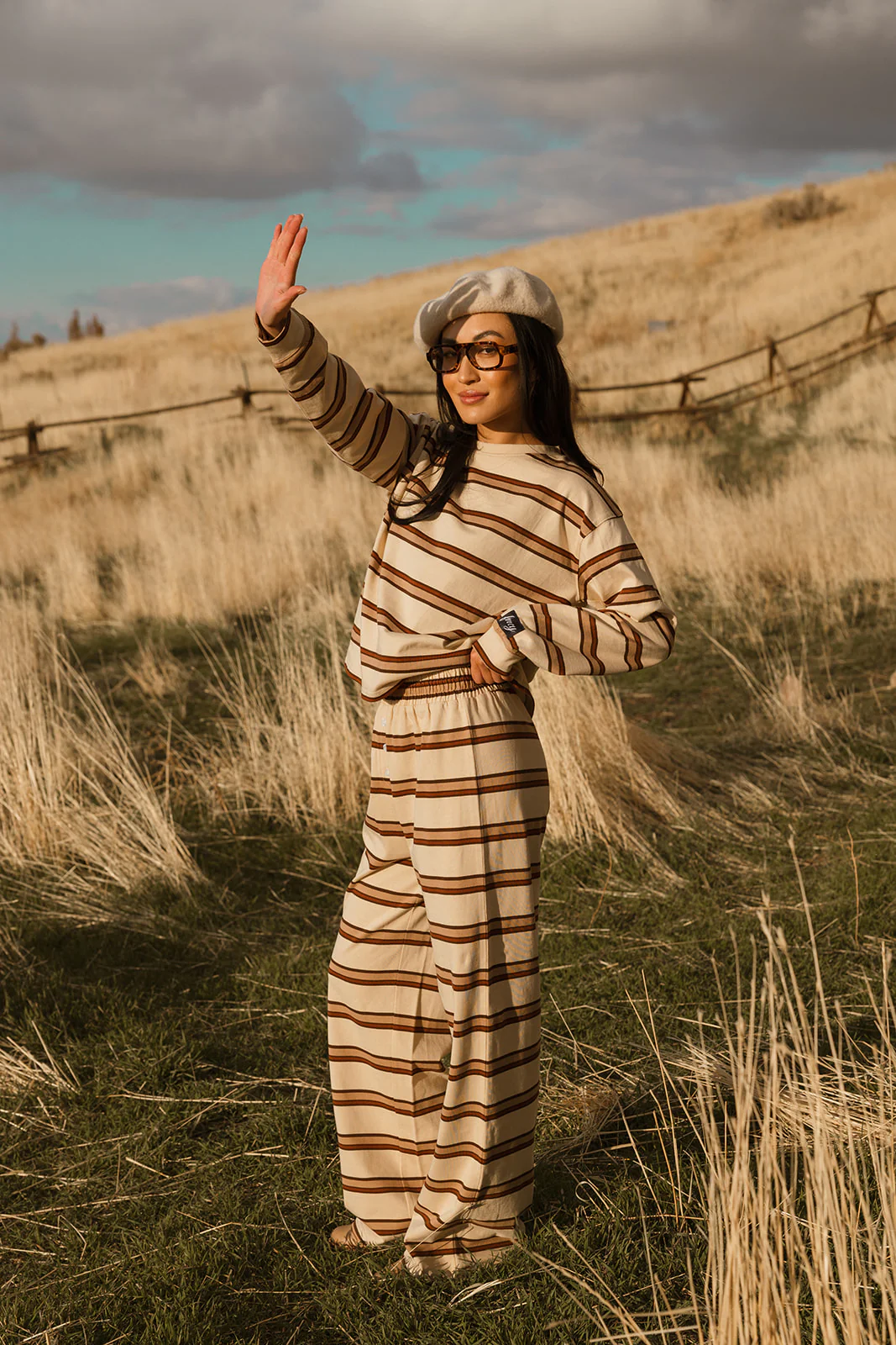 Fancy Striped Long Sleeve Top - Desert Sand Brown - Image 39
