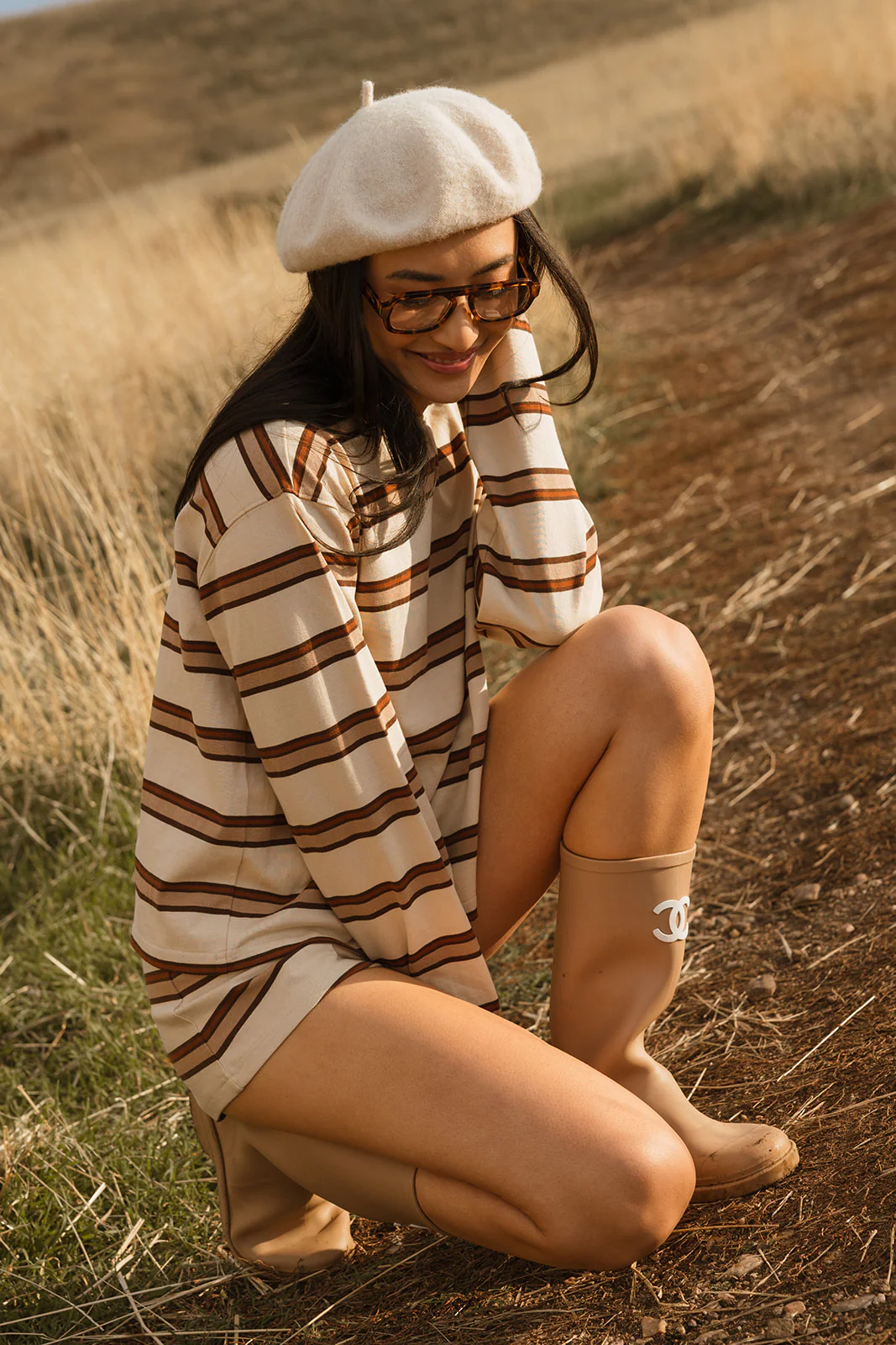Fancy Striped Long Sleeve Top - Desert Sand Brown - Image 7