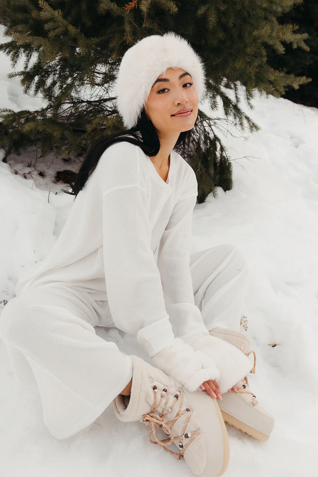 Fancy Waffle Knit Pants - Snow White - Image 6