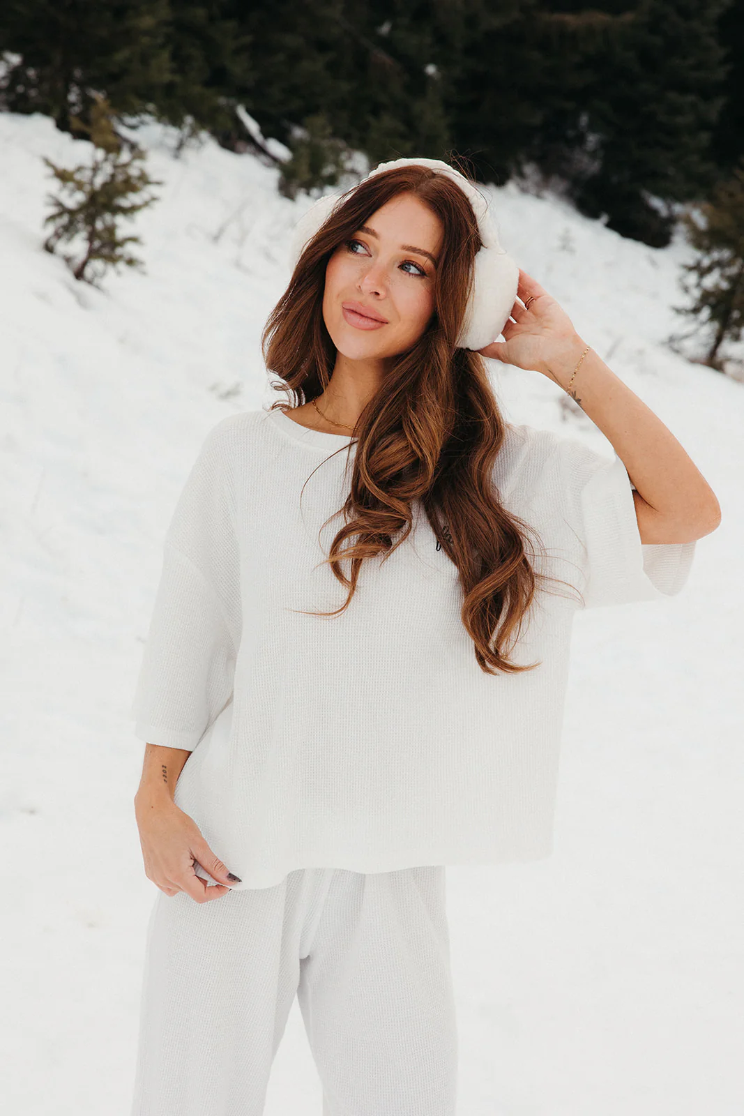 Fancy Waffle Short Sleeve - Snow White - Image 4