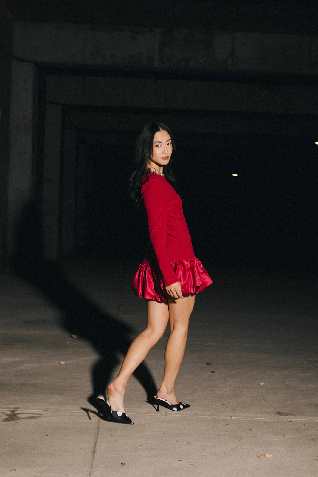 Jewel-Embellished Puff-Sleeve Bubble Mini Dress - Ruby - Image 10