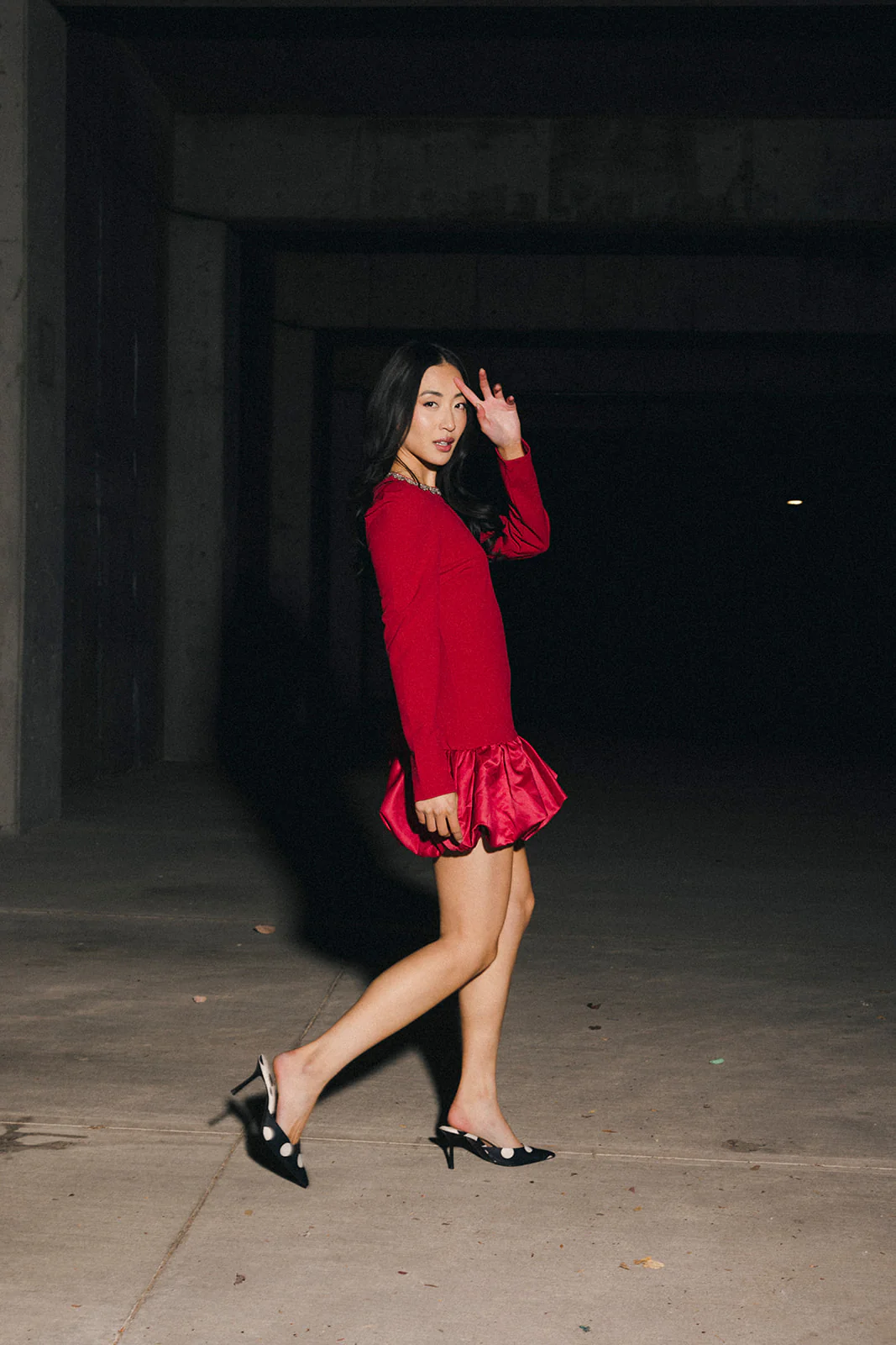 Jewel-Embellished Puff-Sleeve Bubble Mini Dress - Ruby - Image 11