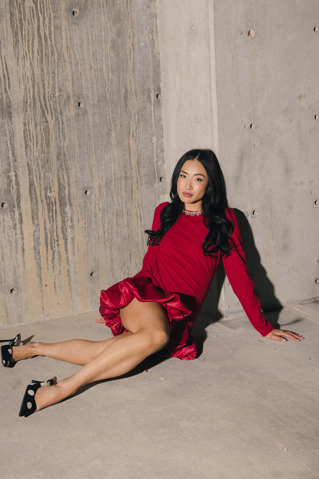 Jewel-Embellished Puff-Sleeve Bubble Mini Dress - Ruby - Image 14