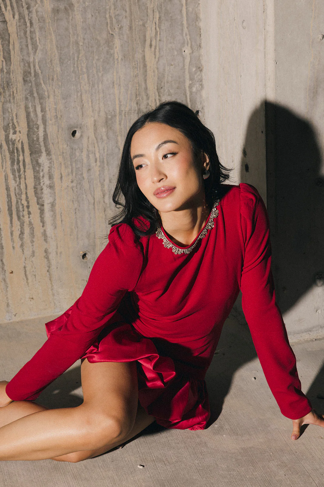 Jewel-Embellished Puff-Sleeve Bubble Mini Dress - Ruby - Image 18