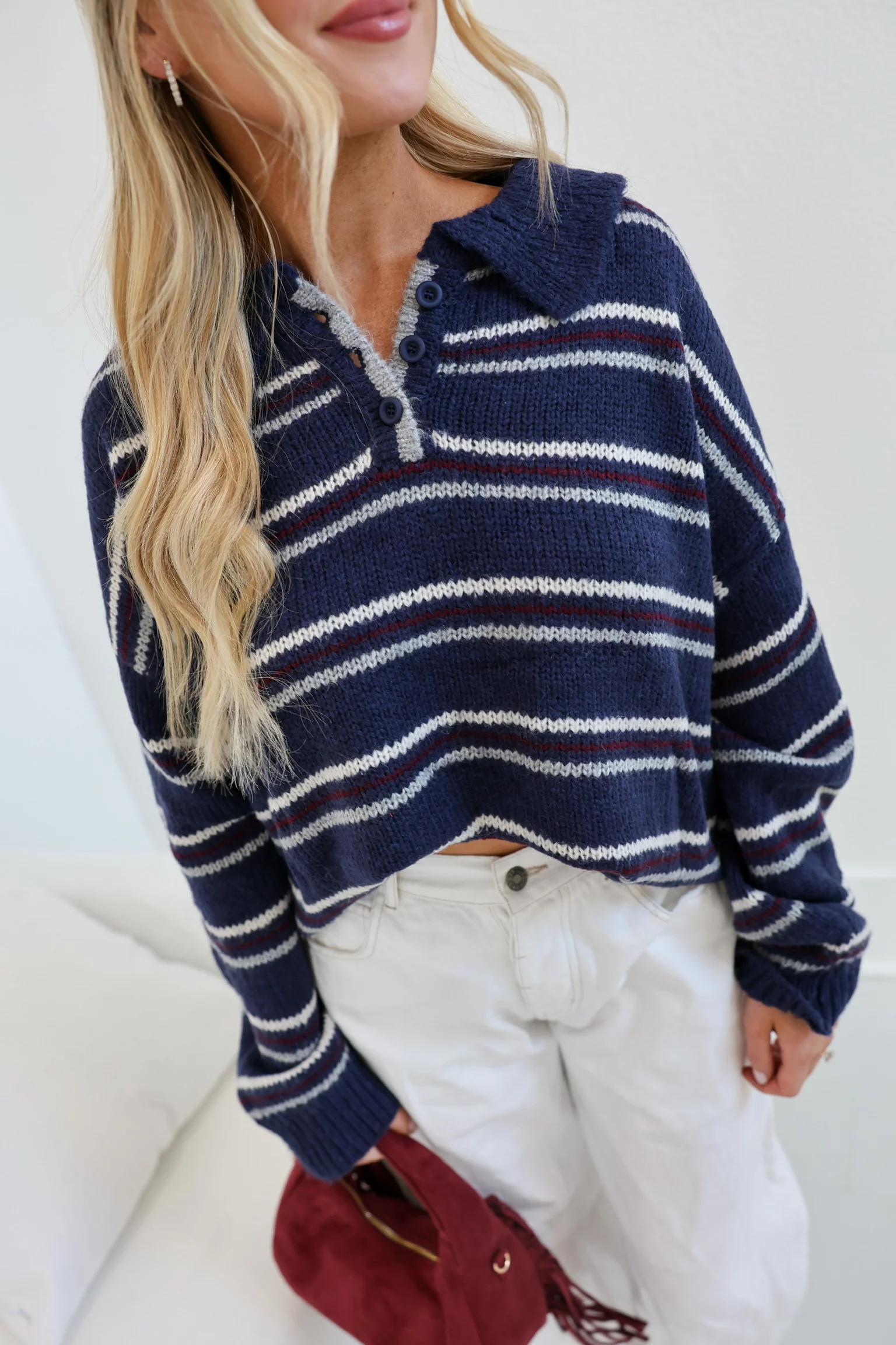 Megan Collared Knit Sweater - Midnight - Image 3