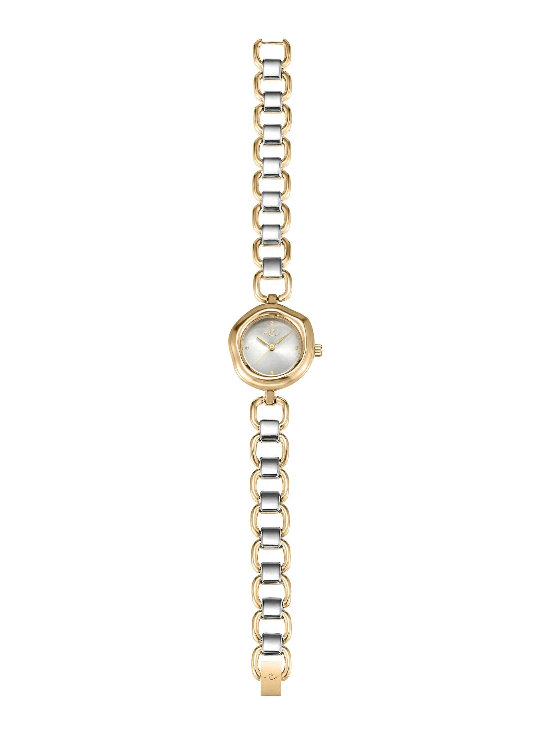 Open Circle Bracelet Watch in Mixed Metal: Brushed Silver Dial with Mixed Metal - Image 9