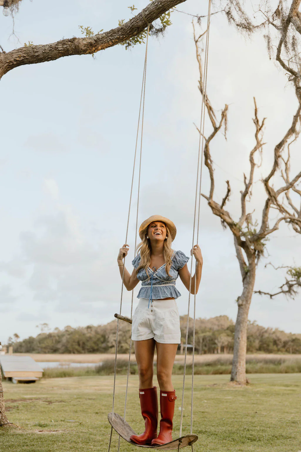 Pippa Top Lace Trim - Blue/White Gingham - Image 11