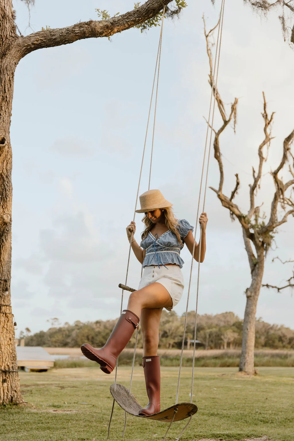 Pippa Top Lace Trim - Blue/White Gingham - Image 13