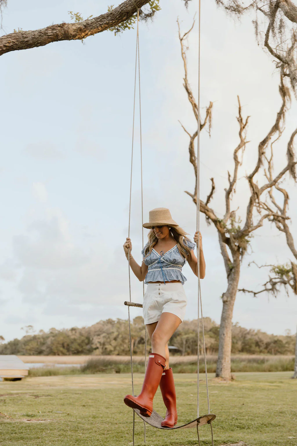 Pippa Top Lace Trim - Blue/White Gingham - Image 4