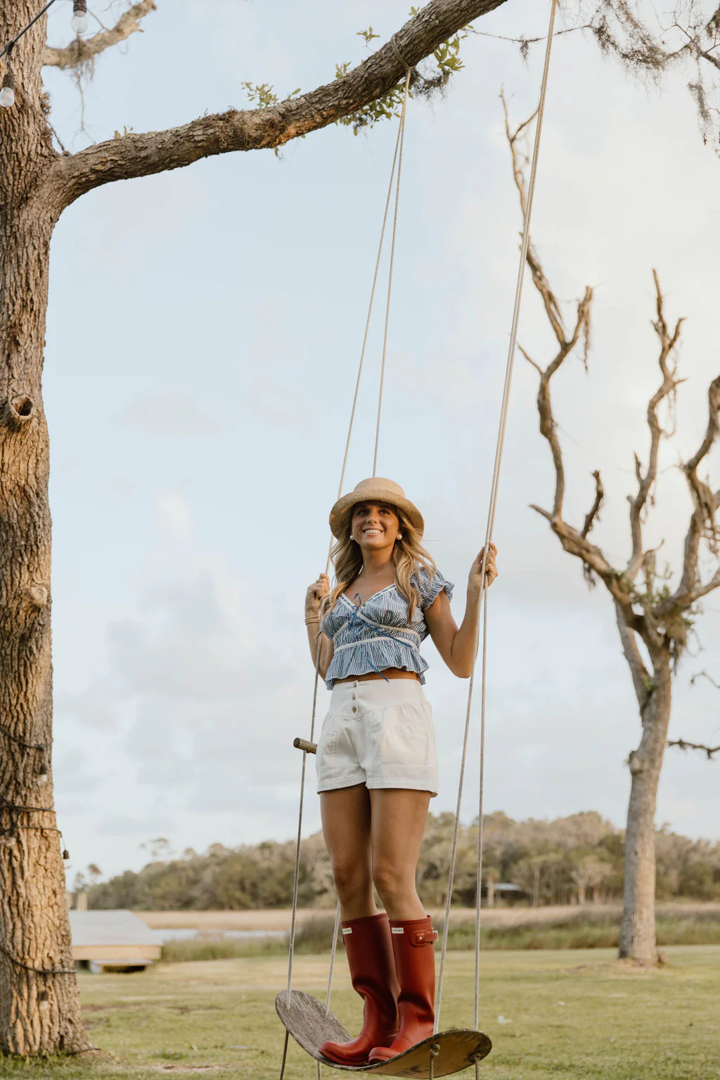Pippa Top Lace Trim - Blue/White Gingham - Image 7