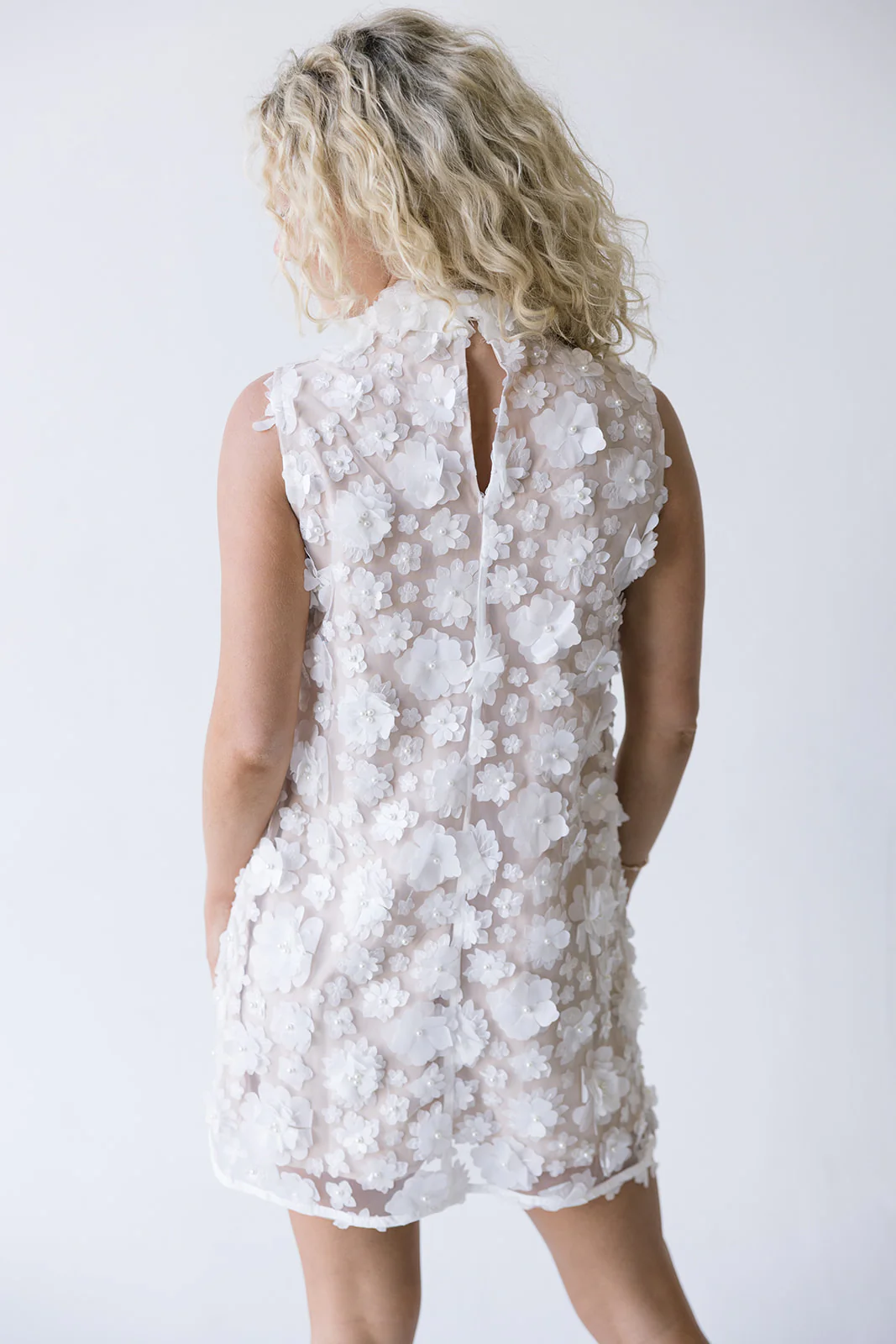 Sasha High Neck Dress - White - Image 3