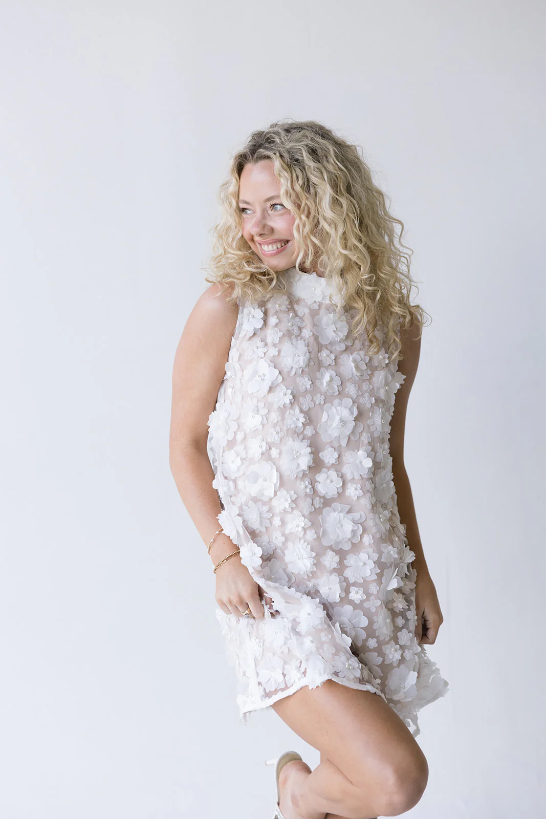 Sasha High Neck Dress - White - Image 5