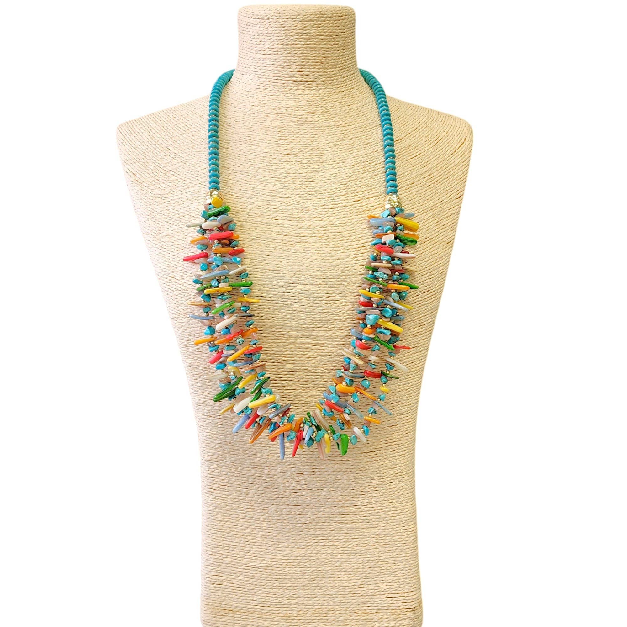 Beaded Boho Necklace - Turquoise - Image 3